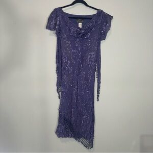 Vintage Alex Evenings Y2K Purple Lace‎ Beaded Dress